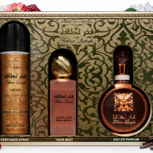 Lattafa Zestaw Fakhar Woman, Eau de Parfum 100ml + Hair Mist 50ml + Deo Spray 200ml